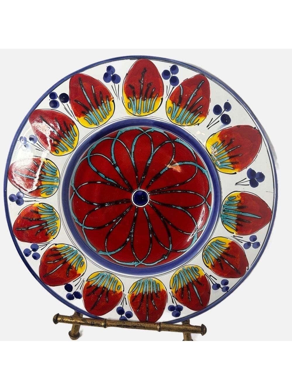 Large Arte D’Italia Imports Ceramic Serving Platter Wall Hanging Floral
